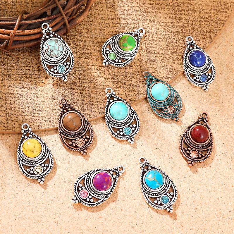 Travel Accessories Jewelry - Ethnischer Vintage-Bohemian-Schmuck mit Steinbesatz, hypoallergene Damen-Ohrringe