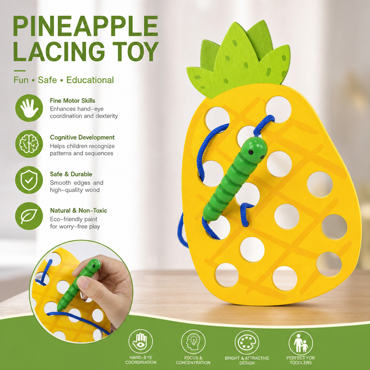 Holz-Schnürspielzeug Ananas, F – Travel Accessories Baby Bewertung und Preis